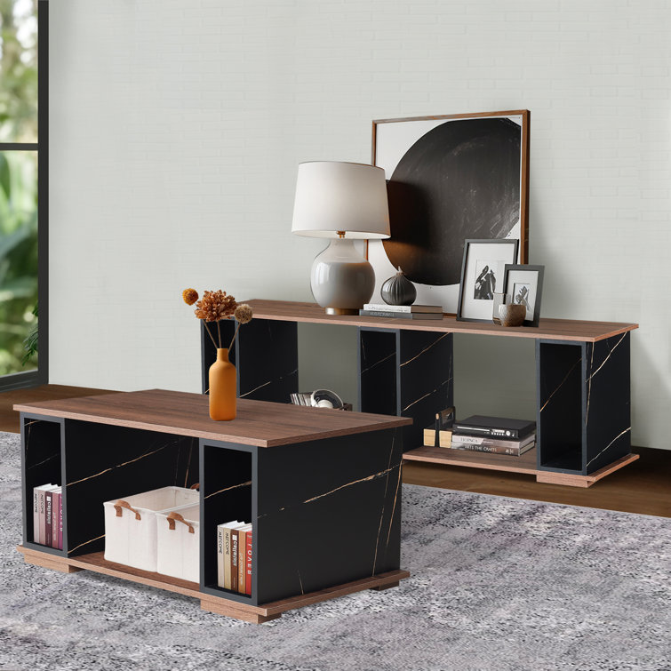 Gia Shanil 2 Piece Living Room Table Set, Living Room Shelf and